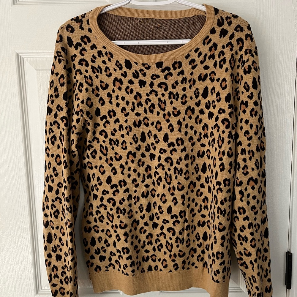 J. Crew Factory Cheetah Print Sweater in Tan and Black